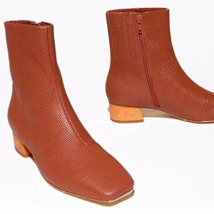 Charlotte Stone Henri Wooden Heel Boot in Whiskey New in Box